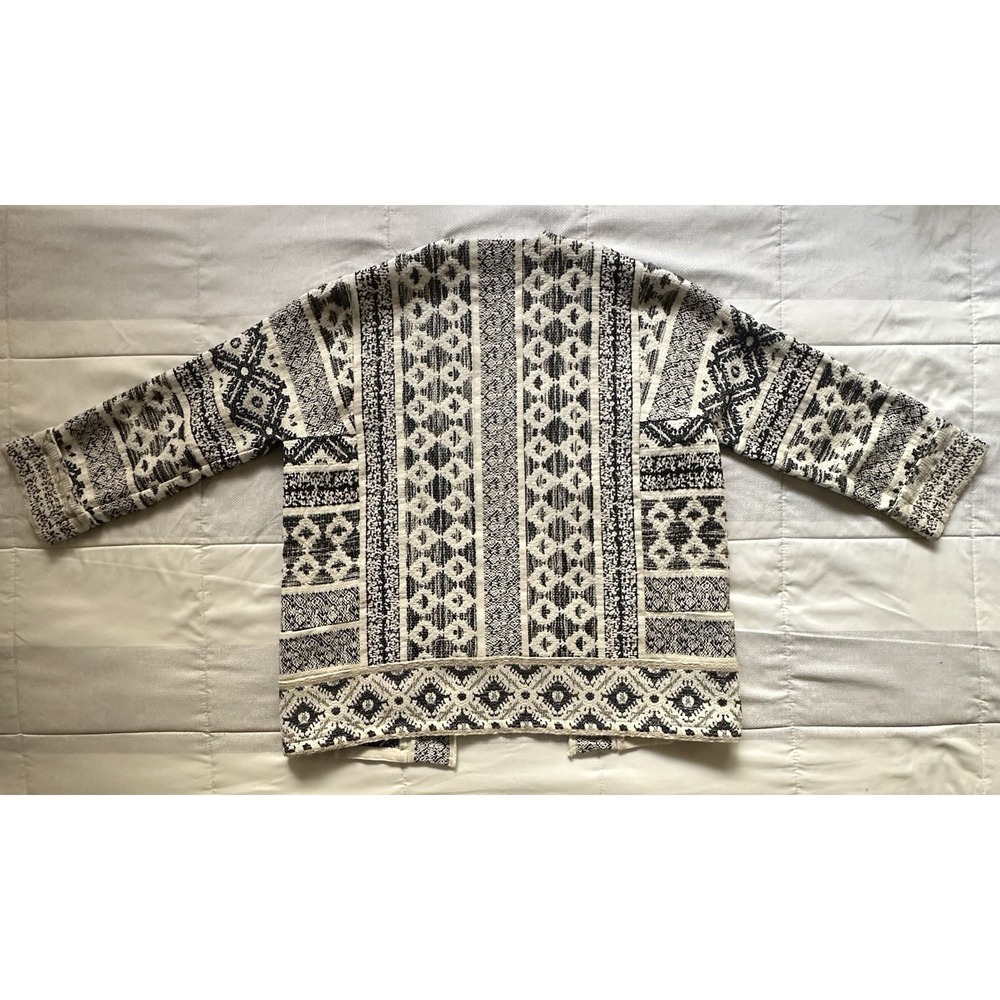 Masscob La Coruña Black & Cream Jacquard Weave Open Front Jacket Size 36 / US S - Picture 4 of 16